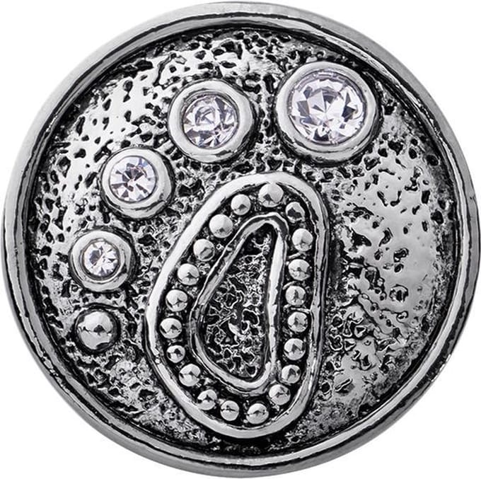 Quiges - Dames Click Button Drukknoop 18mm Zirkonia Pootafdruk - EBCM362