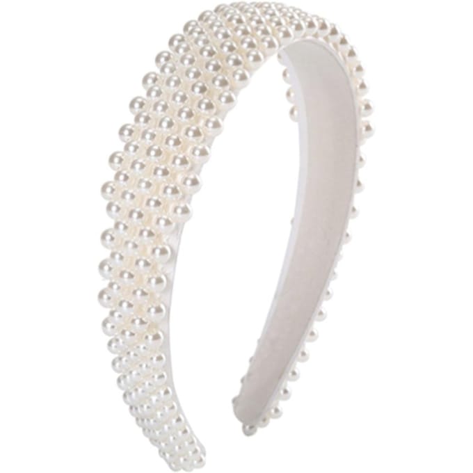 Mode Parel Haarband Elegante Parel Hoofddeksel Haaraccessoires voor Vrouwen wit