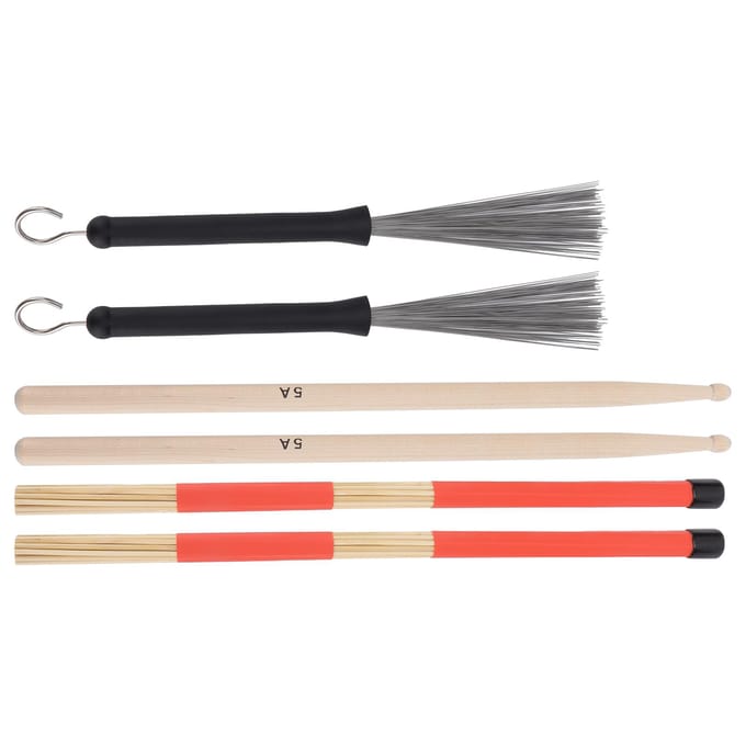 Drumstokken Set 5A Klassiek Ahorn Houten Instrument Accessoire met Intrekbare Borstels voor Jazz beige