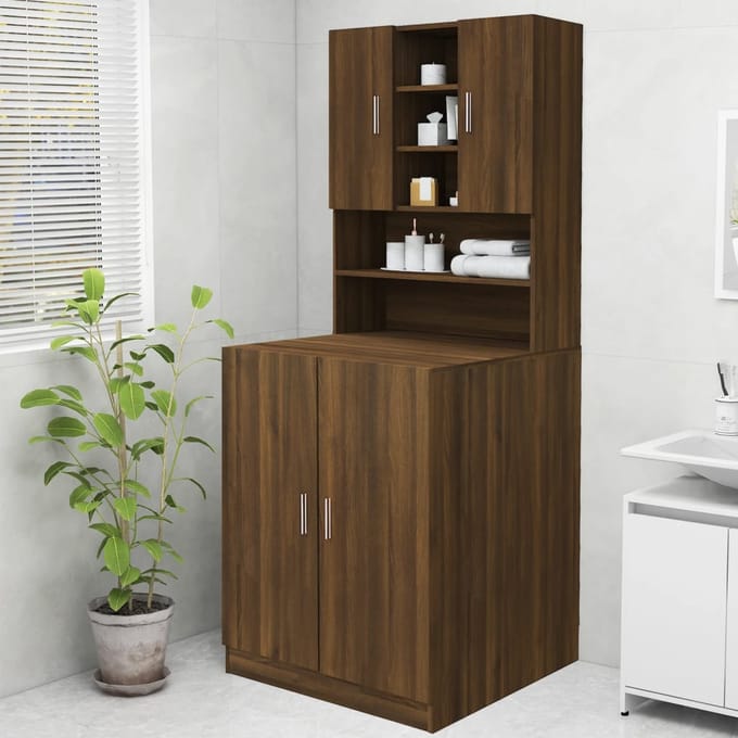 vidaXL - Wasmachinekast - 70,5x25,5x90 - cm - bruin - eikenkleur