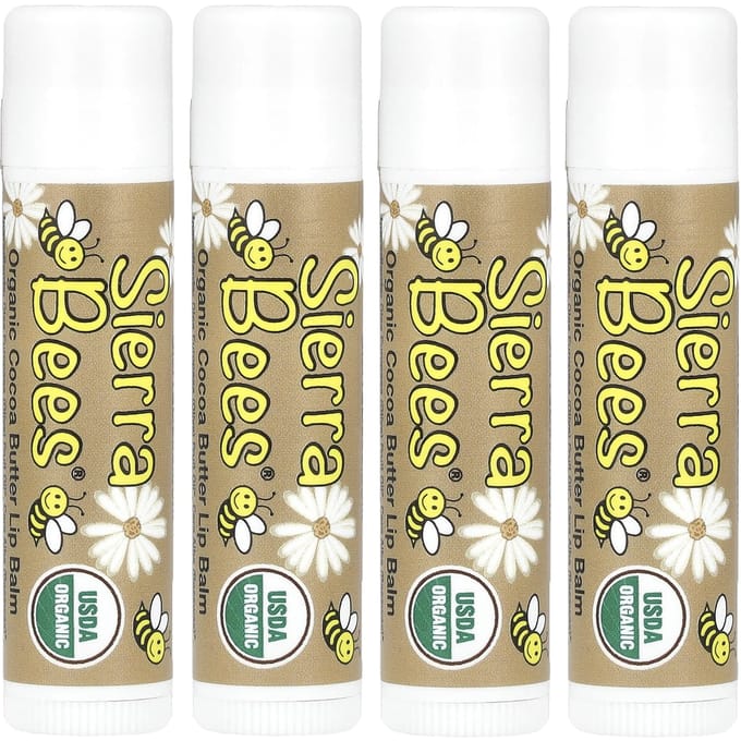 Baume à lèvres bio Sierra Bees, paquet de 4, 0,15 oz (4,25 g) Chaque beige
