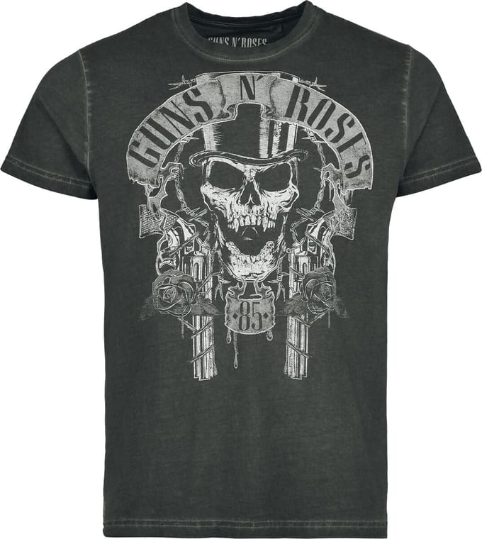 Guns N' Roses Top Hat Skull Heren T-shirt - grijs - S