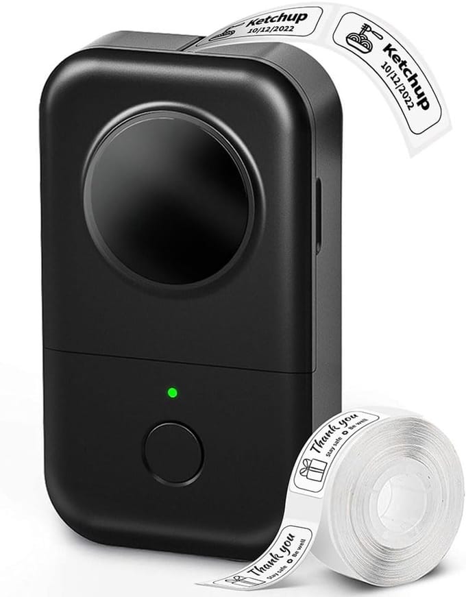 Phomemo D30 - Smart Mini Labelprinter - Draagbare Bluetooth Label Printer - Inkless Direct Thermische Print - Compact & Lichtgewicht - Smartphone App Integratie - DIY Organisatie & Label Creëren - Zwart
