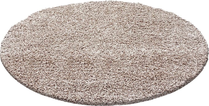 Basic Rond Shaggy vloerkleed Beige Hoogpolig- 80 CM Ø