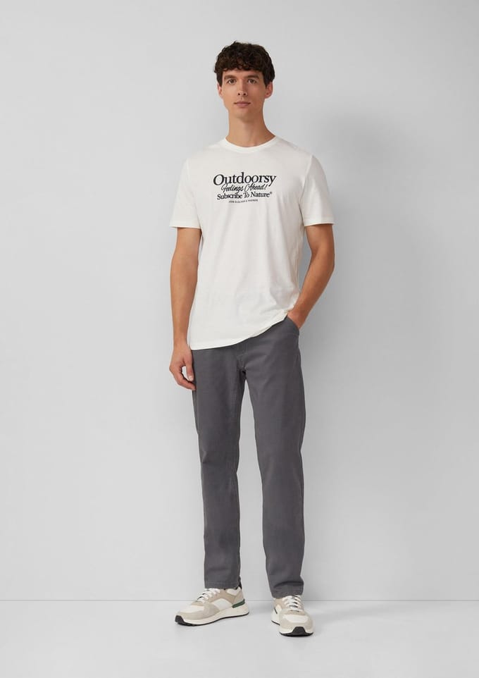 s.Oliver - male - Chino van katoenmix met logodetails