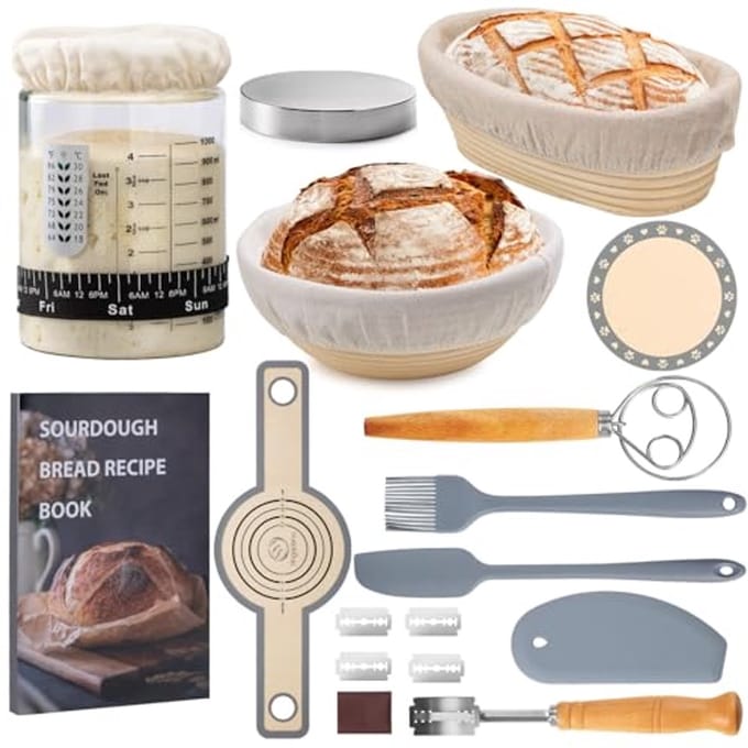Zuurdesem Starter Kit - Brood Bakken Benodigdheden - Zuurdesem Brood Bakken - Complete Bakset - 40oz Pot - Natuurlijk