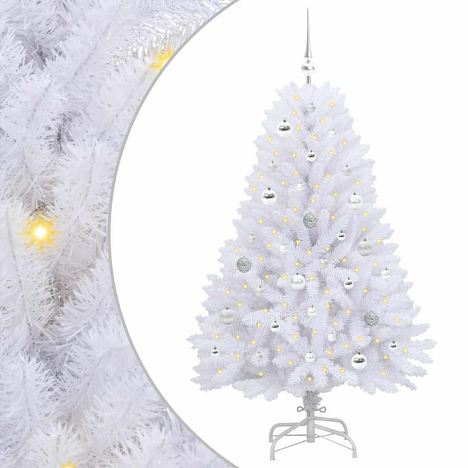 vidaXL Kunstmatige Inklapbare Kerstboom Wit 150 cm PVC en staal