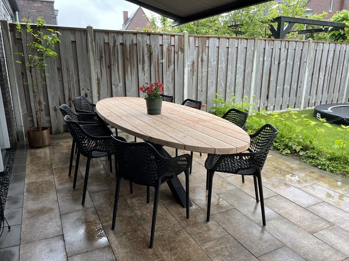 Ovale Tuintafel Douglas onbehandeld | 300cm 8 personen | Matrix onderstel | Duumaa Tafels | Matrix