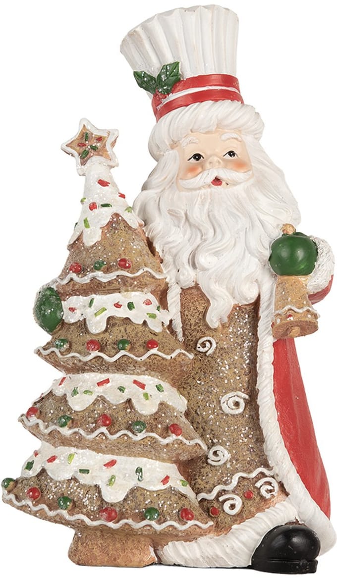 Clayre & Eef Kerstdecoratie Beeld Kerstman 15x11x25 cm Bruin Kunststof