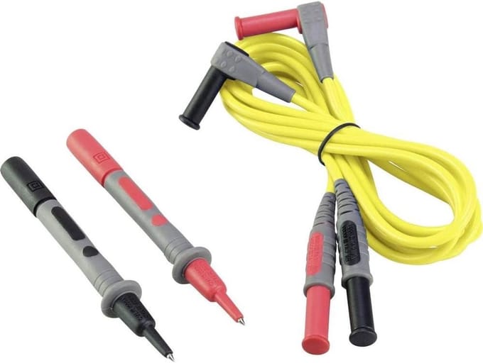 Meetsnoer Stekker - Testkabel Meetpunt - Elektrisch Testen - Superflexibele Siliconenkabel - 1.20 m - Geel