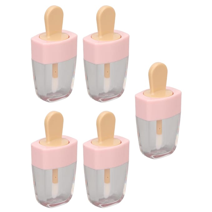 5 pièces Tubes de Gloss à Lèvres Vides 5ml Forme Crème Glacée Anti-Fuite Récipient DIY pour Gloss à Lèvres white