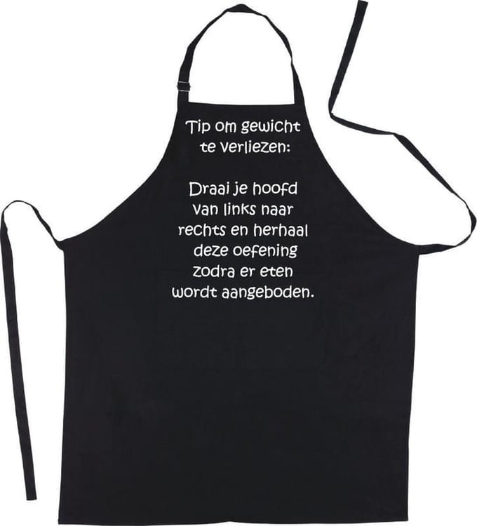 Mijncadeautje -Luxe - BBQ Schort "Tip om gewicht te verliezen"