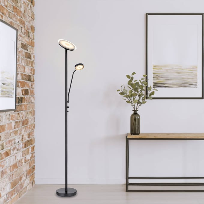 Globo LED vloerlamp Ernst met flexibele arm, zwart