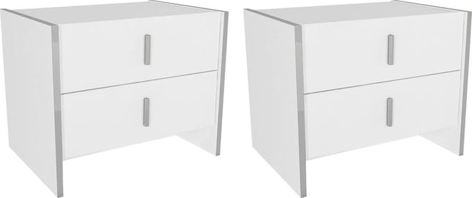 Vente-unique Set van 2 nachtkastjes met 2 lades - Wit - CADEBA