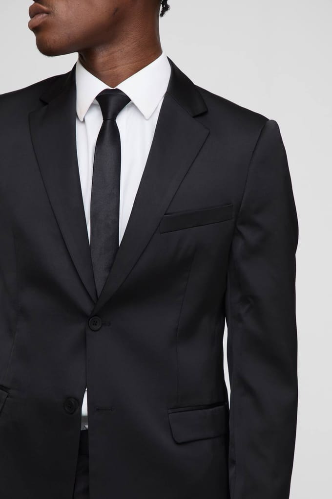 Slim Fit Satijn Blazer | Black | Size 40