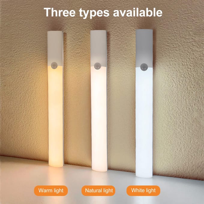 Magnetisch LED Nachtlampje voor Bed, Oplaadbaar Model, Slaapkamer, Lichaamssensor Licht, Kastlamp 1pc wit