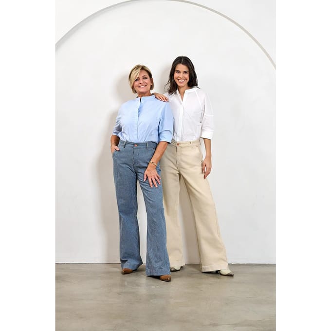 Caroline Tensen Charlotte Streep Broek Lichtblauw / Wit