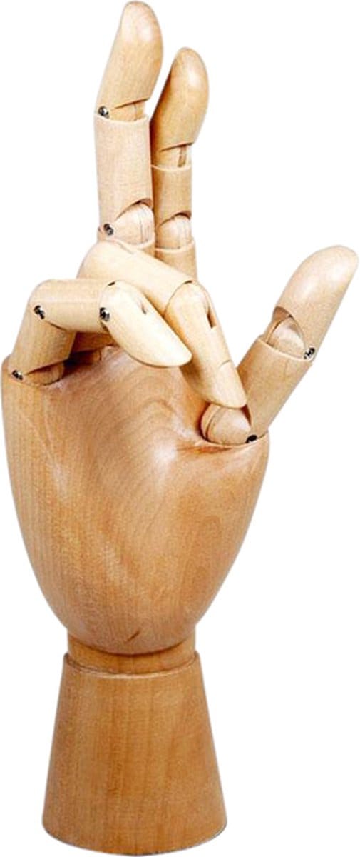 Ledenhand conda rechts man 30 cm naturel hout
