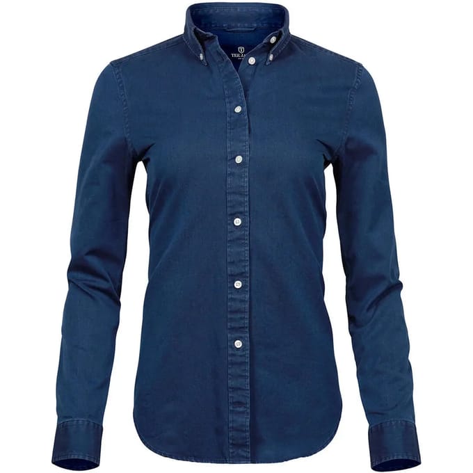 Tee Jays - WomenÂ´s Casual Twill Shirt - Indigo maat M