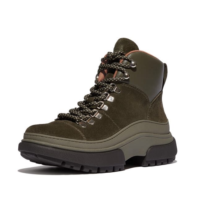 FitFlop Wylder Lace Up Boot - Suede GROEN - Maat 36