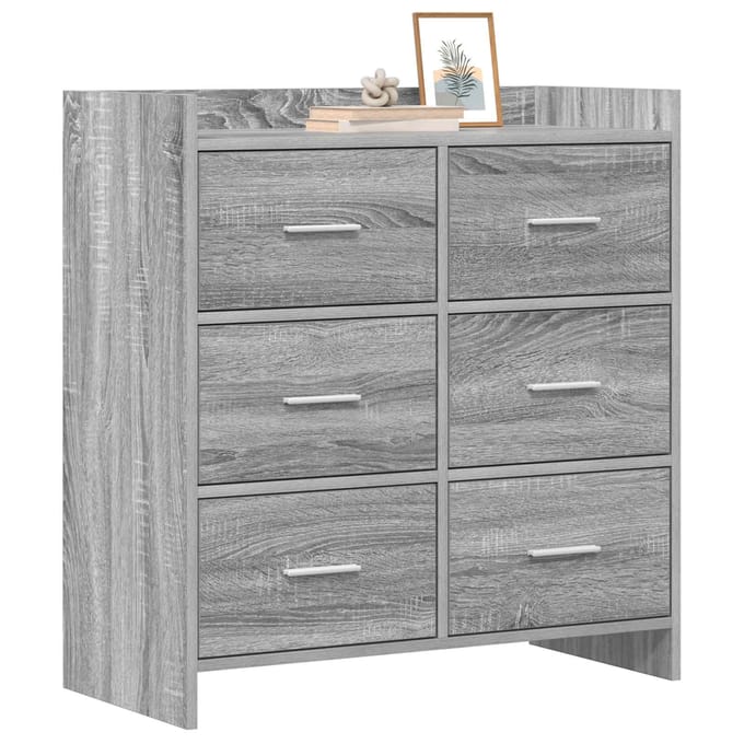 vidaXL - Dressoir - Grijs - Sonoma - 75 - x - 33 - x - 80 - cm - Bewerkt - hout