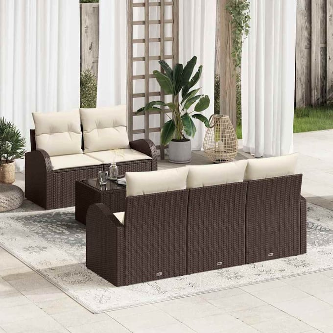 vidaXL - Tuinbank - Set - 6 - st - Bruin - poly - rattan