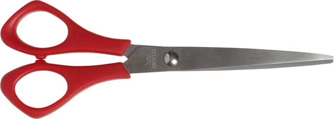 Schoolscharen, L: 16 cm, puntig, linkshandig, rood, 1 stuk