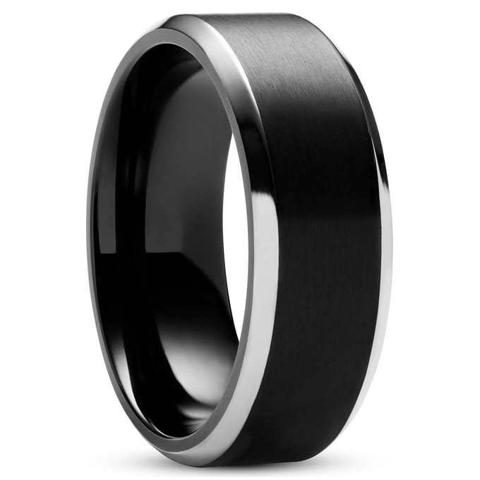 Aesop Keith Zwarte en Zilverkleurige Titanium Ring