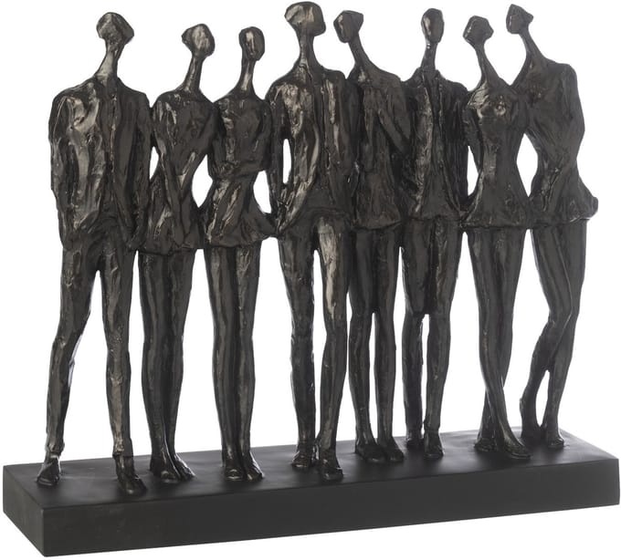 J-Line decoratie Figuur Op Voet 8 Mensen - polyresin - zwart - small