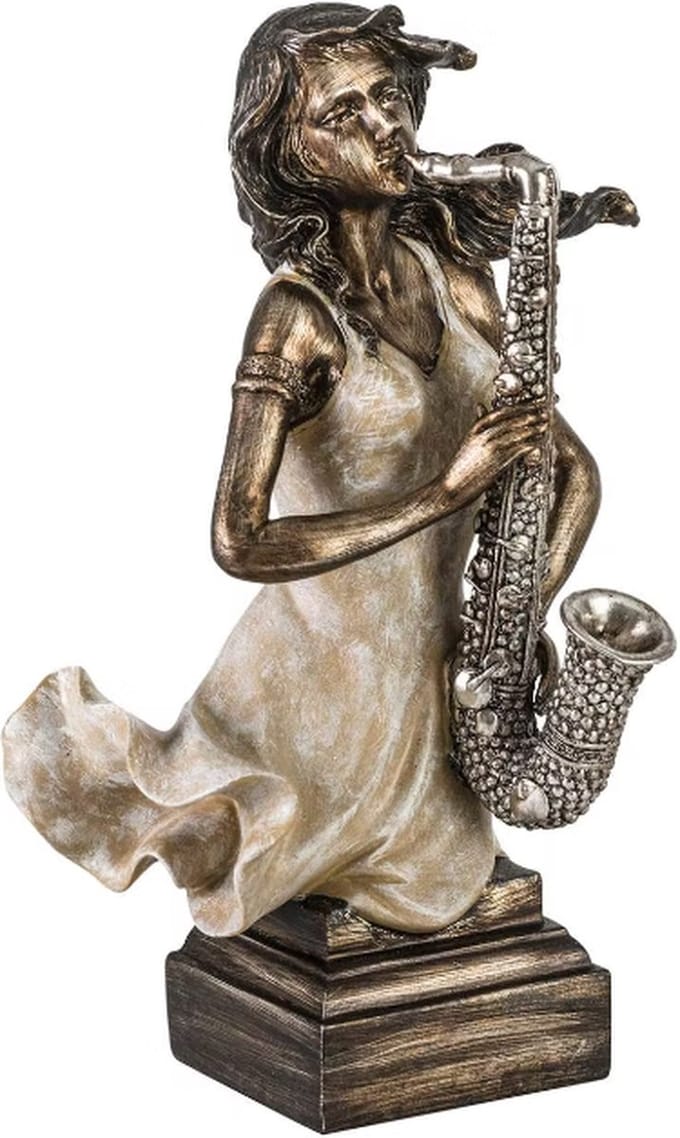 MadDeco - beeld - buste - saxofoniste - polystone - 24x17x36 cm (lxbxh)