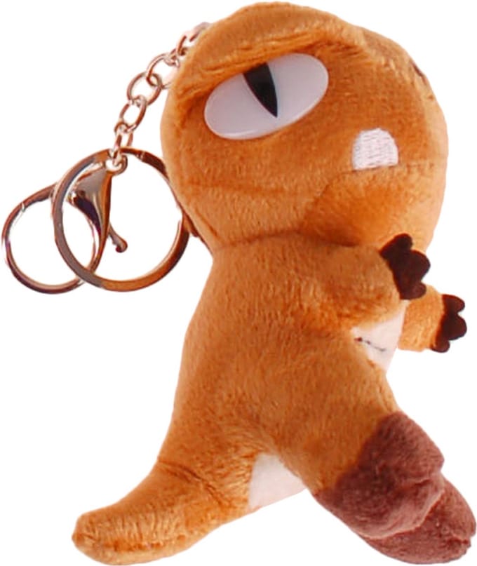 Tashanger/Sleutelhanger Dino T-REX Ecru/Lichtbruin 12x6x4,5cm