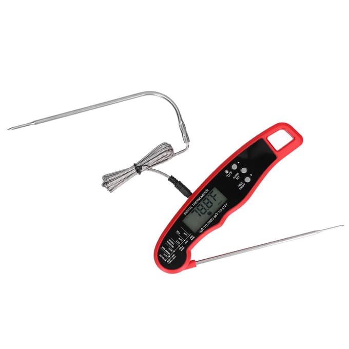 Barbecue Thermometer Dubbele Sondekop LCD Display Makkelijk Op te Bergen Digitale Vleesthermometer voor Thuis rood