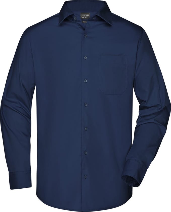 Overhemd Heren met Lange Mouw (Navy) - Maat M