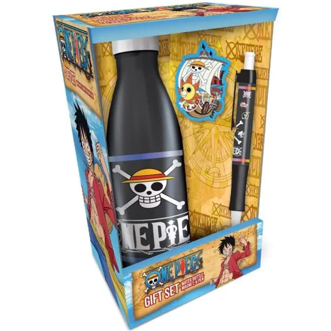 One Piece - "Emblem Flag" Metalen Waterfles + Magneet + Pen Geschenkset