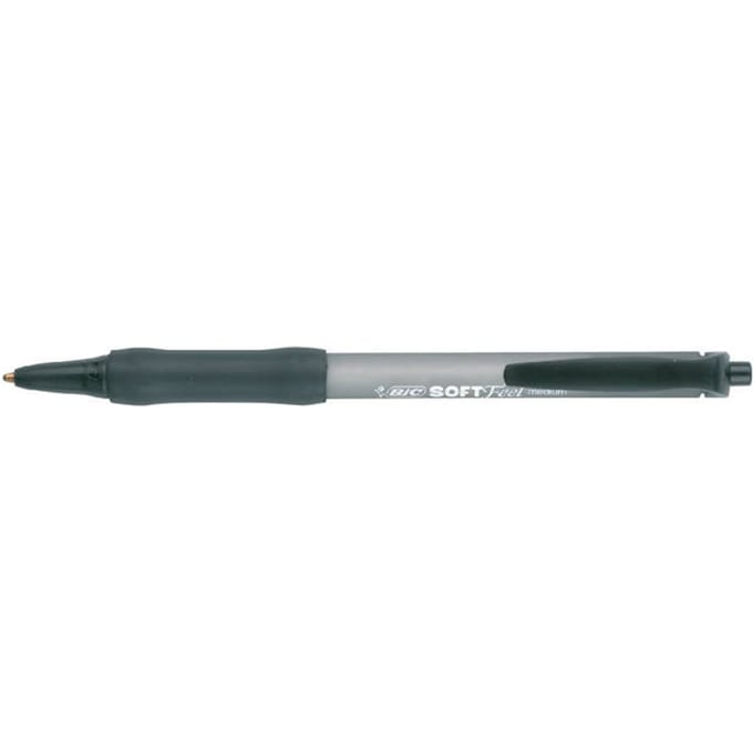 Balpen Bic soft feel grip clic medium zwart