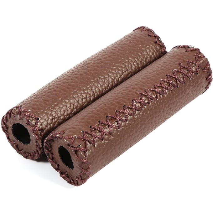 1 paire de poignées de guidon de vélo rétro en cuir artificiel, trois couleurs Coffee