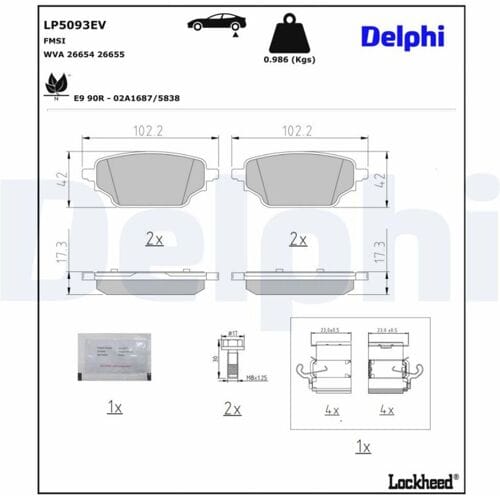 Remblokkenset, schijfrem DELPHI LP5093EV