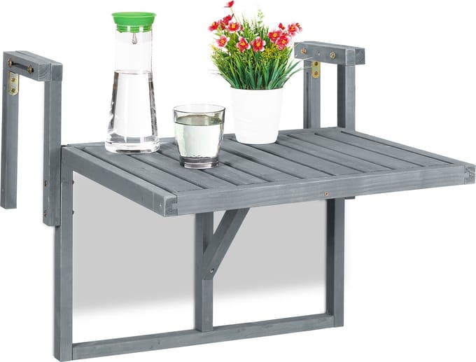 Balkontafel - hangend - inklapbaar - verstelbaar - 55 x 70 x 65 cm - hout