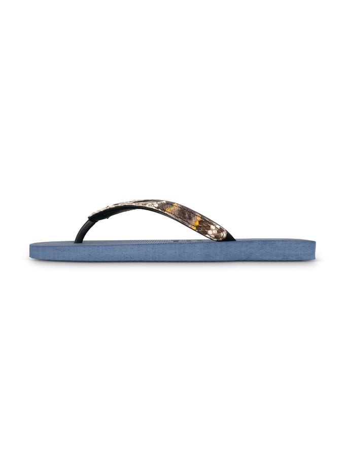 Python Taupe Flip Flop Marineblauw