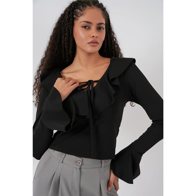 Fleurige V-hals Crop Blouse