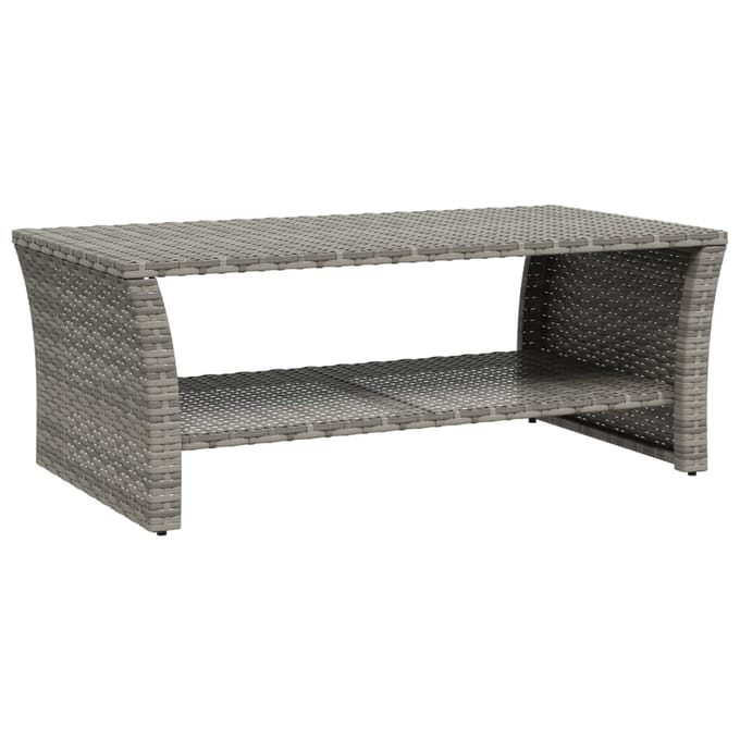 vidaXL - Salontafel - 100x50x40 - cm - poly - rattan - grijs