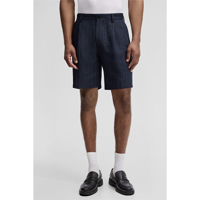Chinoshorts Kelby met linnenaandeel, marineblauw gestreept