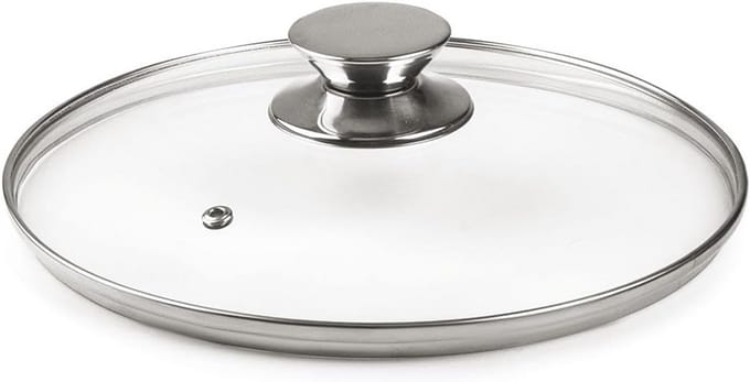Glazen deksel met RVS knop - 20 cm