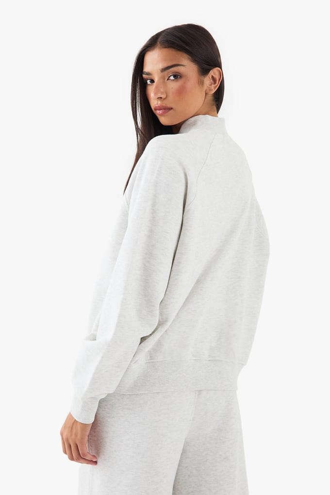 boohoo Dames DSGN Studio Bomber Zip Through Sweatshirt | Ash Grey | Maat: 2XL