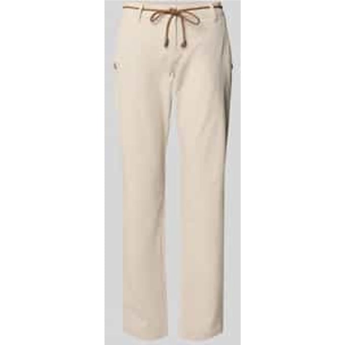Broek van stof met bindceintuur en steekzakken