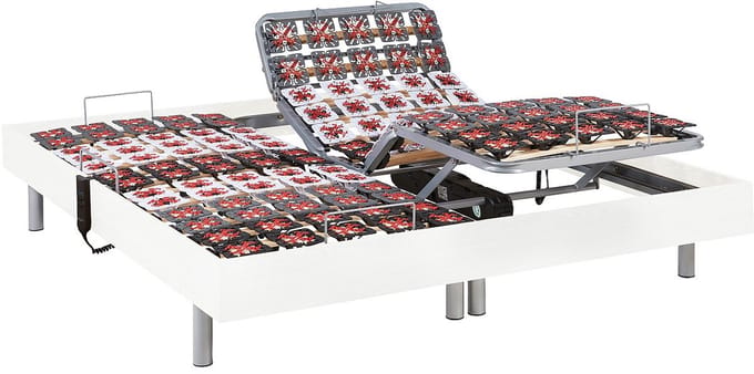 Vente-unique Bed met elektrische lattenbodem hout wit 2 x 80 x 200 cm