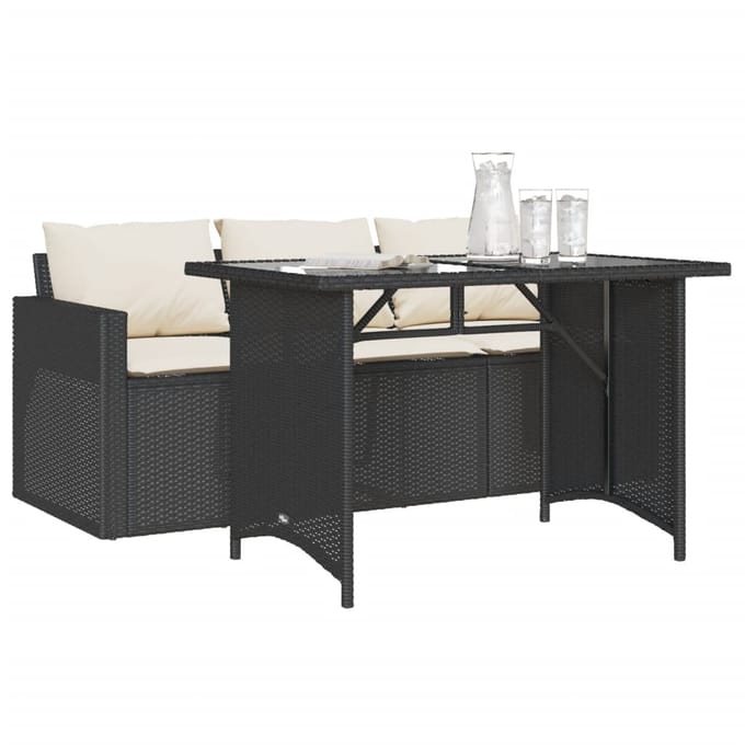 vidaXL - 2-delige - Tuinset - met - kussens - poly - rattan - zwart
