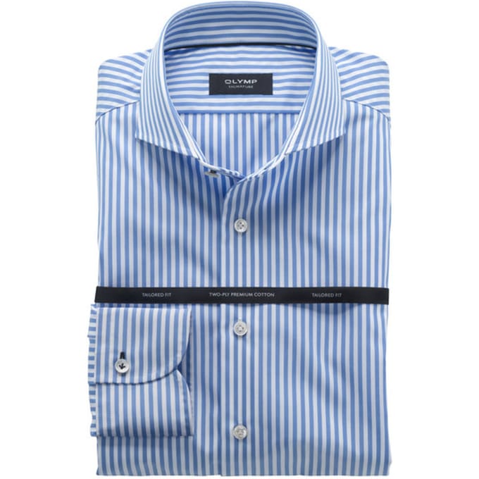 OLYMP Signature Overhemd, Tailored Fit, Signature Cutaway, Bleu
