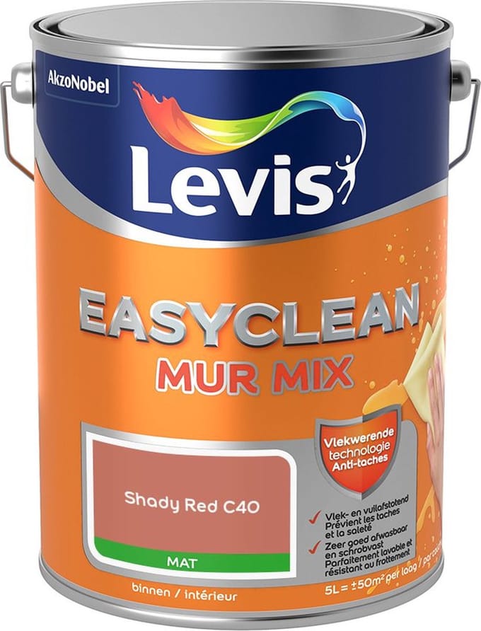 Levis - Easyclean Mur Mat Mix - Shady Red C40 - Mengverf - 5 L