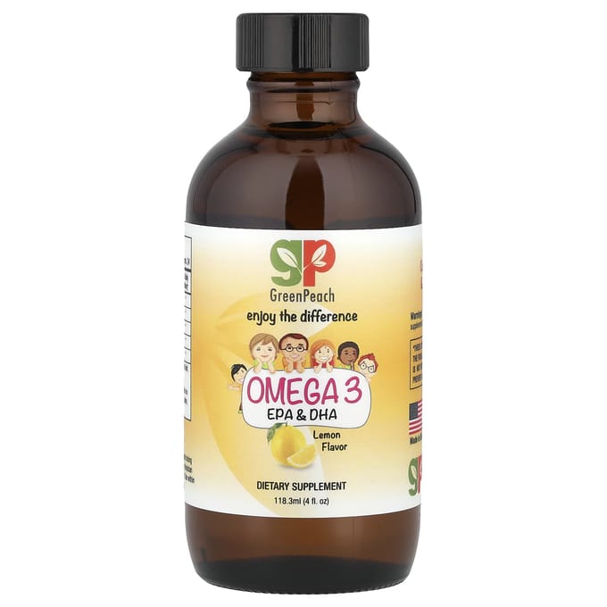 Groene Perzik, Omega 3 EPA en DHA, Citroen, 4 fl.oz (118,3 ml)